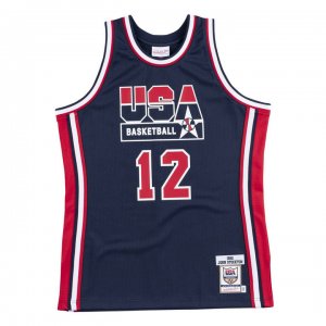 12 Stockton 1992 USA jersey navy heat pressed